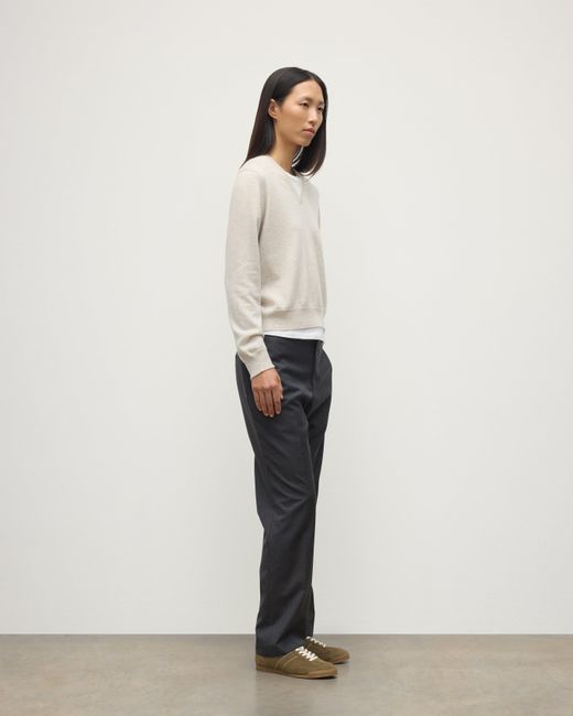 Johnstons White Lunan Natural Classic Cashmere V Neck Jumper