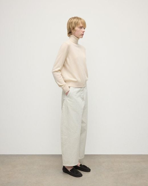 Johnstons White Classic Cashmere Roll Neck Jumper