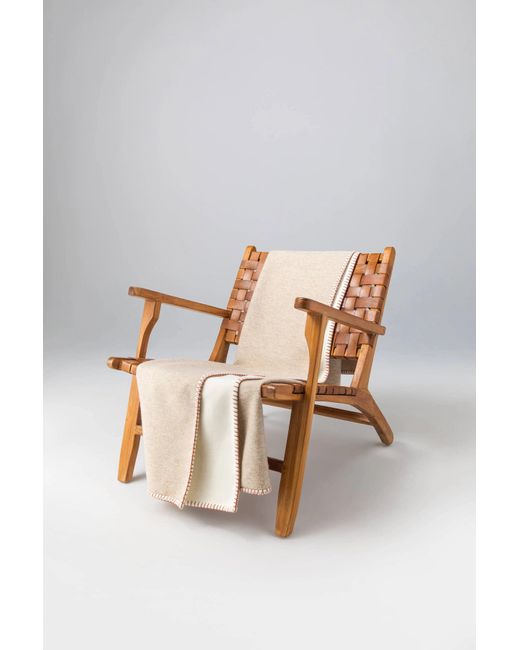 Johnstons Natural Reversible Blanket Stitched Cream Throw