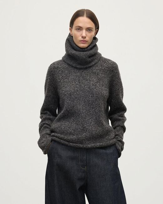 Johnstons Black Cashmere Bouclé Charcoal Snood