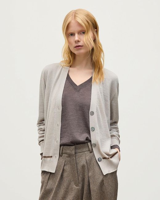 Johnstons White Effie Superfine Cashmere Cardigan