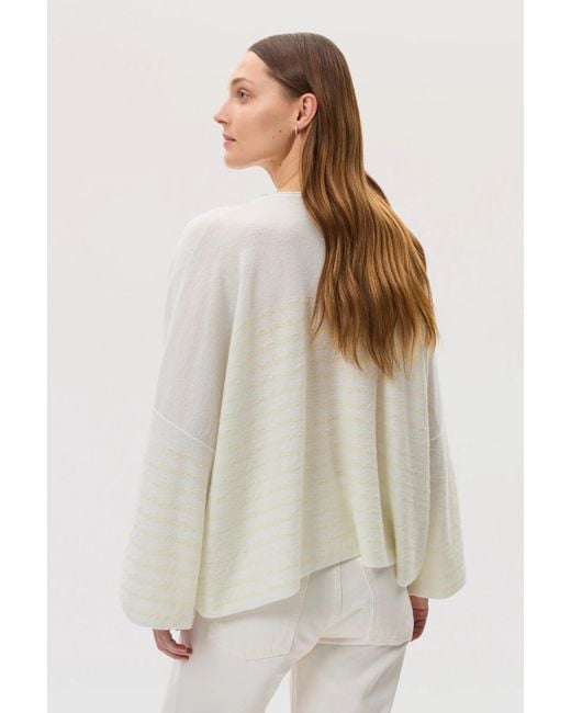 Johnstons White Relaxed Featherlight Cashmere Stripe Jumper