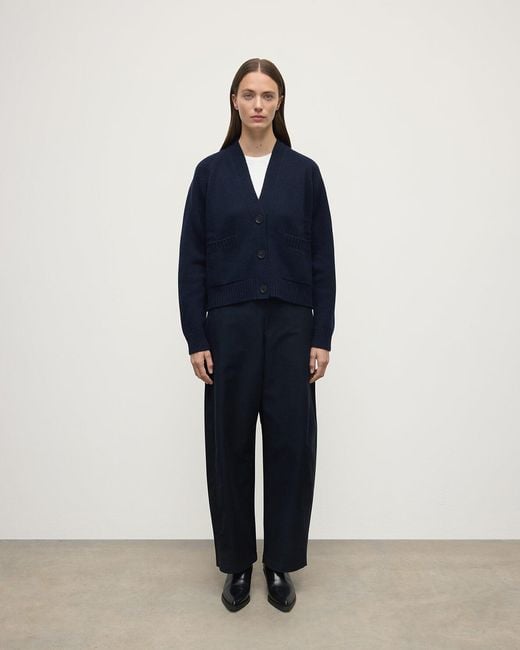 Johnstons Blue Relaxed Fit Dark Cashmere Cardigan