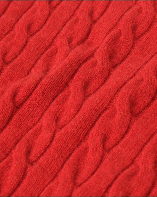 Johnstons Red Calder Cable Cashmere Jumper