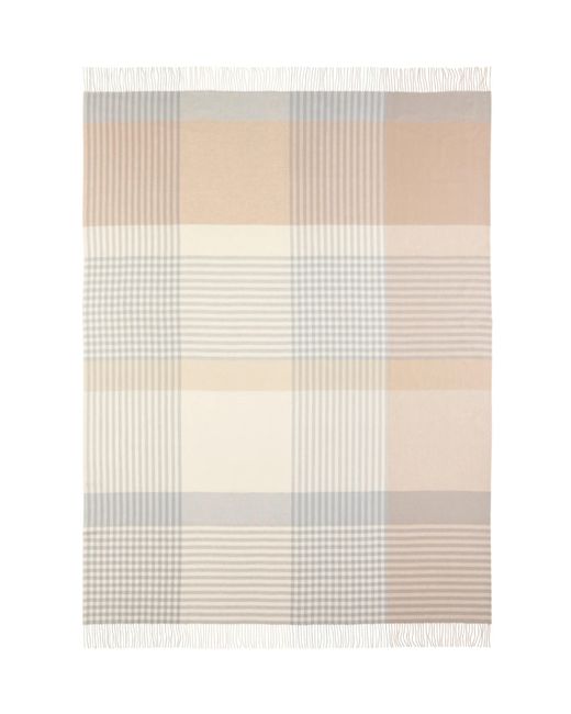 Johnstons White Check Reversible Cashmere Throw
