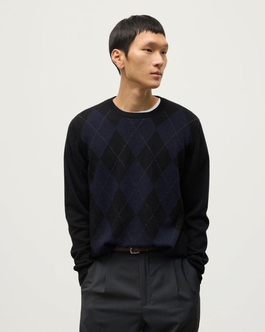 Johnstons Blue Argyll Cashmere Jumper for men