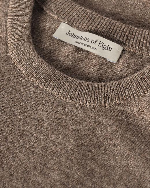 Johnstons White Lunan Classic Cashmere Crew Jumper
