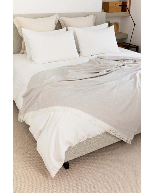 Johnstons Gray Herringbone Merino Bed Throw