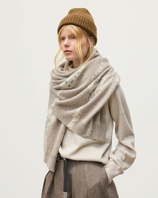Johnstons Natural Wild Thistle Intarsia Cashmere Wrap