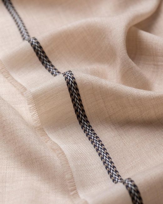 Johnstons White Ives Chevron Border Cashmere Scarf