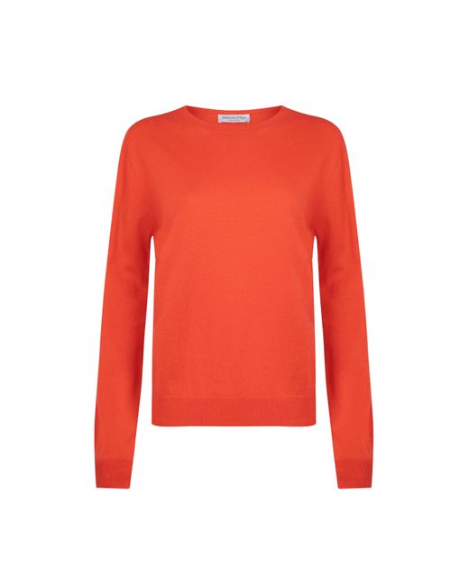 Johnstons Red Cropped Classic Cashmere Round Neck