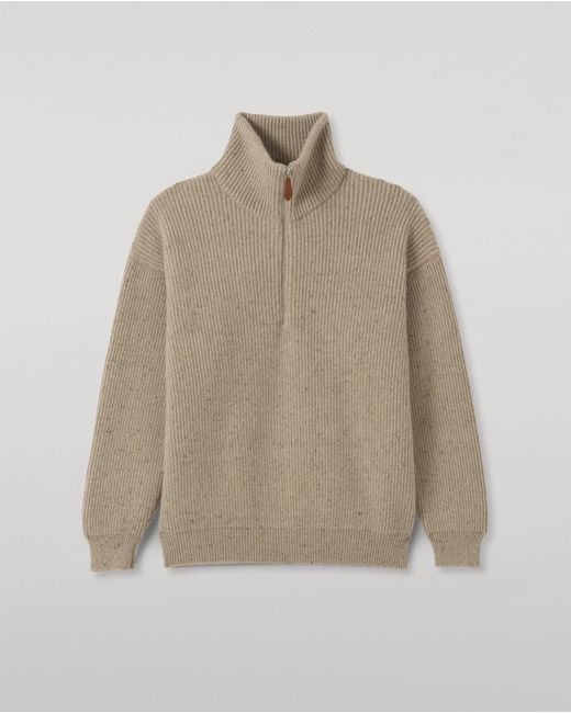 Johnstons Natural Kinnaird Half Zip Donegal Cashmere Jumper for men