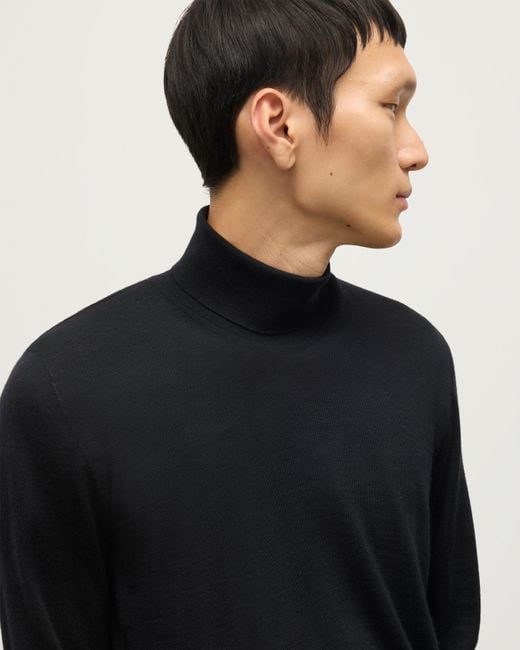 Johnstons Black Fin Cashmere Roll Neck Jumper for men
