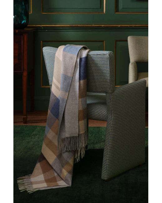 Johnstons Gray Check Reversible Cashmere Throw
