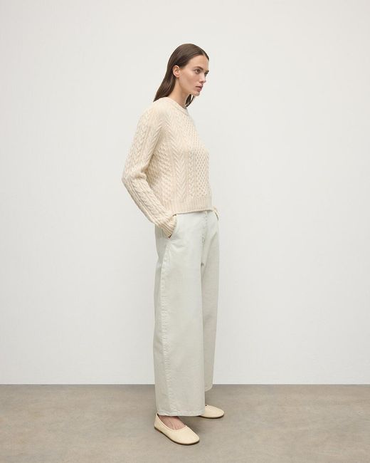 Johnstons White Aran Cable Cashmere Jumper