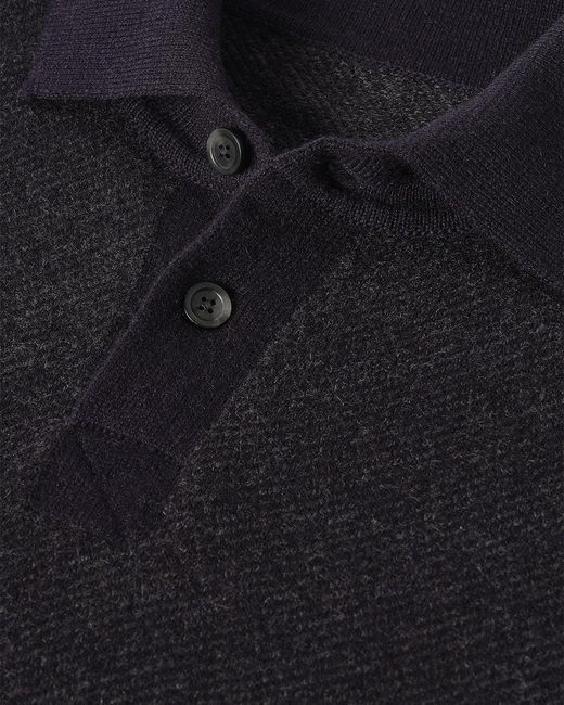 Johnstons Blue Tweel & Cashmere Rugby Shirt for men