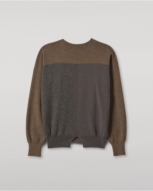 Johnstons White Jessie Back Split Colour Block Cashmere Jumper