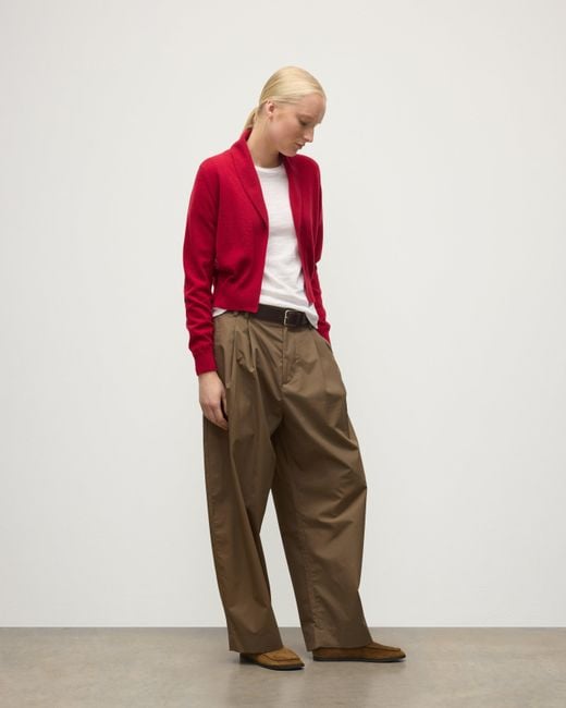 Johnstons Red Crathie Shawl Cashmere Cardigan