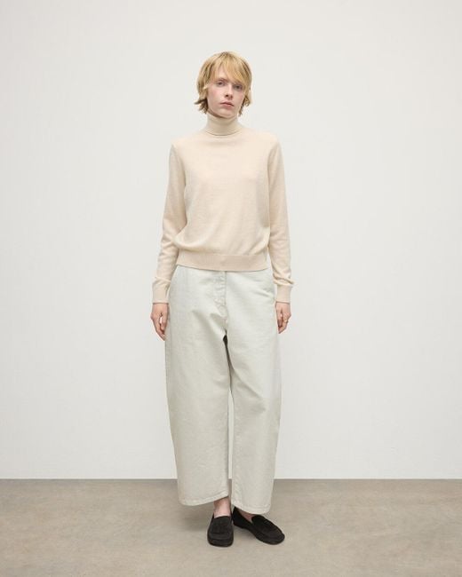 Johnstons White Classic Cashmere Roll Neck Jumper