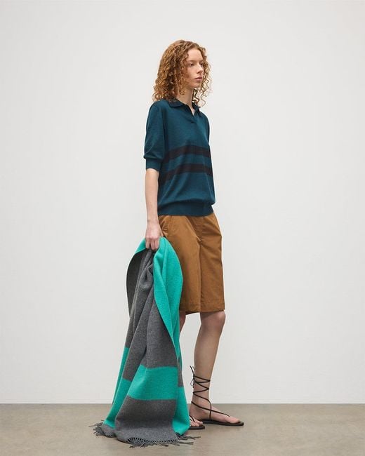 Johnstons Blue Coira & Superfine Cashmere Polo Shirt