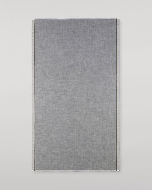Johnstons White Ives Chevron Border Cashmere Scarf