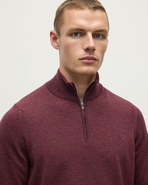 Johnstons Red Cashmere Zip Neck Jumper for men