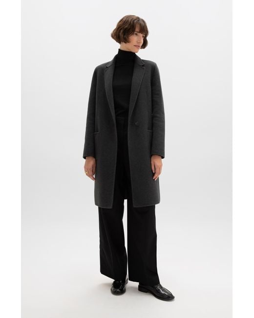 Johnstons Black Classic Dark Cashmere Coat