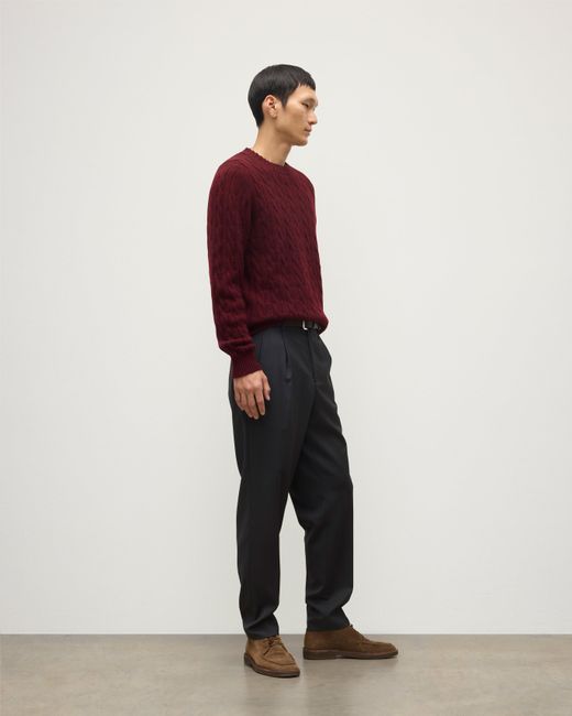 Johnstons Red Calder Dark Cashmere Cable Jumper