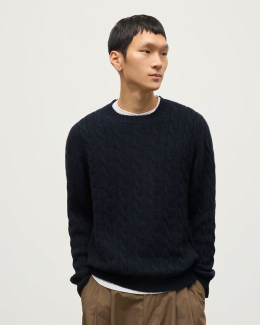 Johnstons Gray Calder Dark Cable Cashmere Jumper