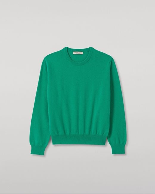 Johnstons Green Lunan Classic Bright Cashmere Crew Jumper