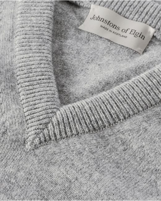 Johnstons Gray Rory Classic Cashmere V-Neck Jumper for men