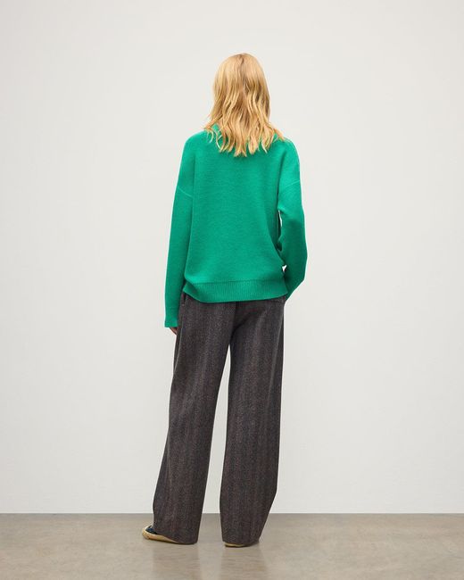 Johnstons Green Maggie Reverse Stitch Roll Neck Cashmere Jumper
