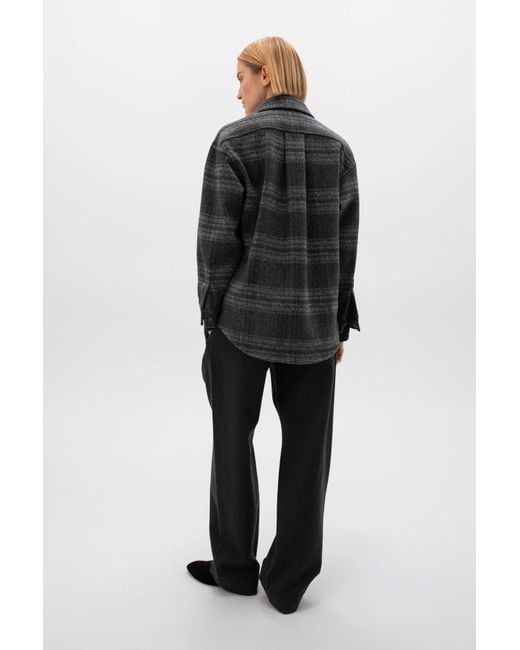 Johnstons Black Cashmere & Wool Check Shacket