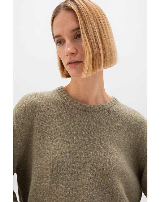 Johnstons Green Cropped Donegal Cashmere Jumper