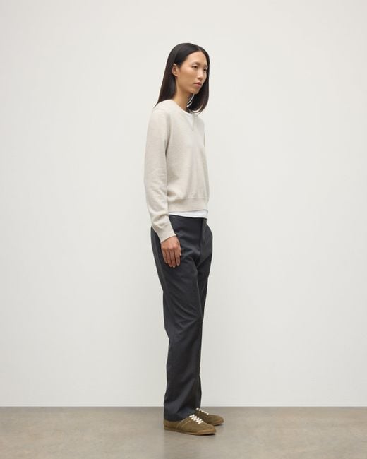 Johnstons White Lunan Natural Classic Cashmere V Neck Jumper