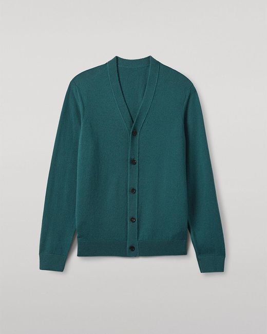 Johnstons Blue Rory Classic Cashmere Cardigan for men