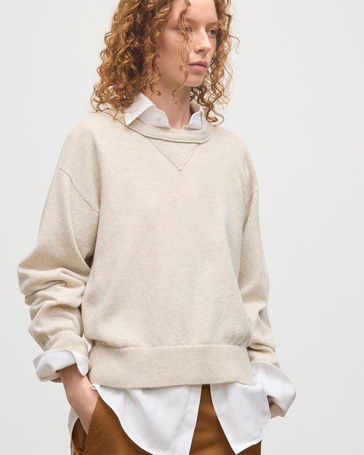 Johnstons White Stella Natural Cashmere Sweatshirt