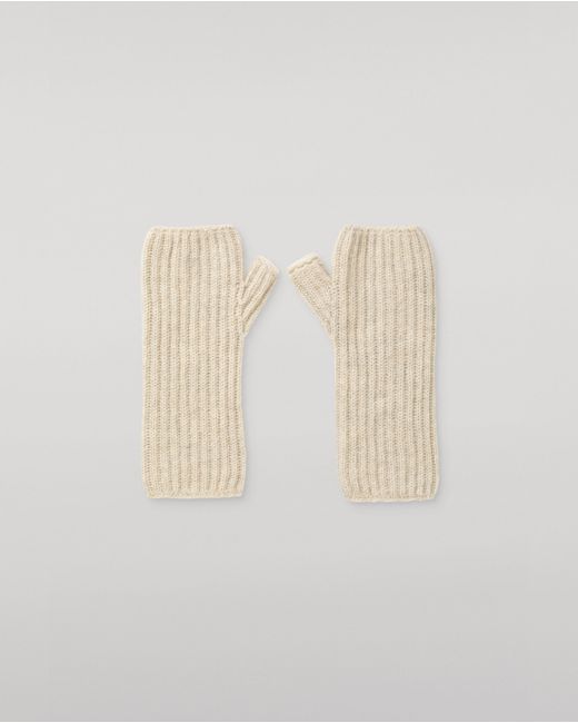 Johnstons White Della Ribbed Cashmere Wristwarmers