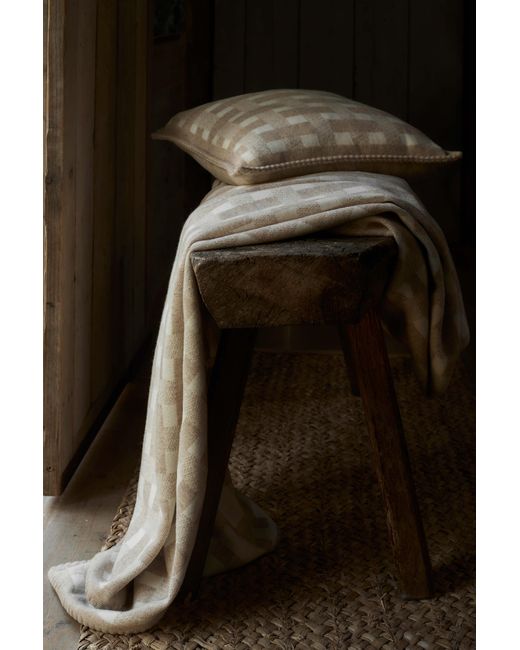 Johnstons Natural Blanket Stitched Basketweave Cushion