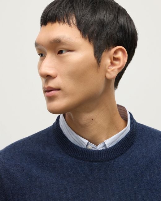 Johnstons Blue Rory Classic Cashmere Crew Jumper for men