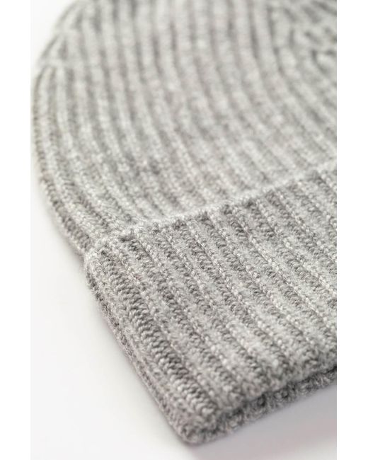 Johnstons Gray Ribbed Cashmere Beanie