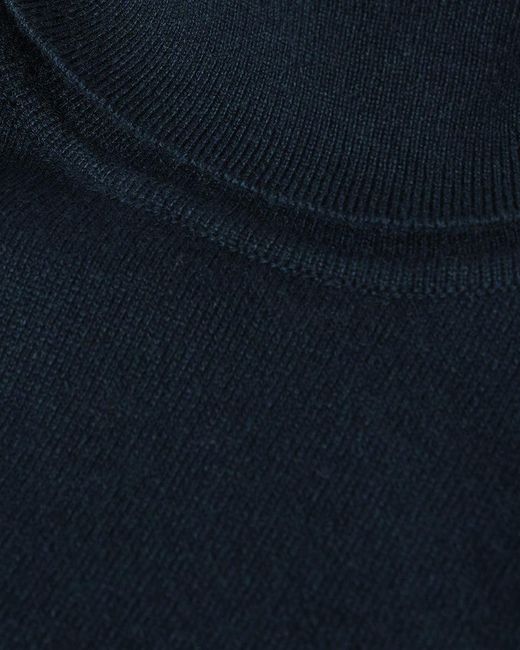 Johnstons Blue Classic Cashmere Bottle Roll Neck Jumper