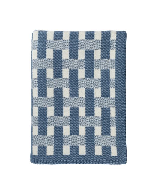 Johnstons Blue Blanket Stitched Basketweave Throw