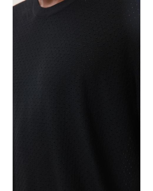 Johnstons Black Superfine Merino Mesh T-Shirt for men