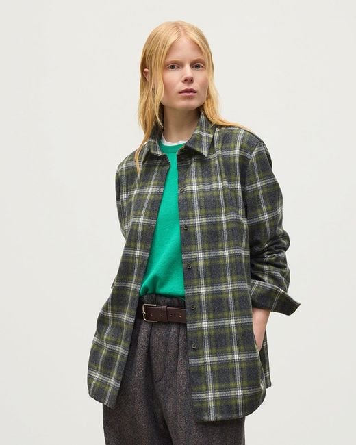 Johnstons Green Clanlass Plaid Overshirt