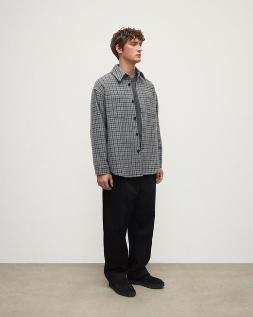 Johnstons Gray Cashmere Wool Blend Overshirt for men