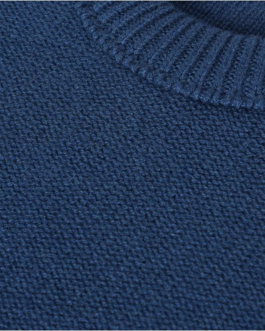 Johnstons Blue Maggie Reverse Stitch Cashmere Jumper