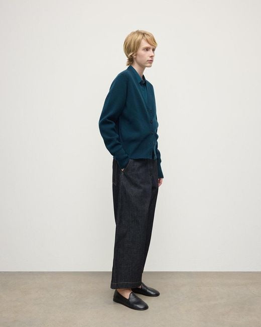Johnstons Blue Milano Stitch Bottle Cashmere Cardigan