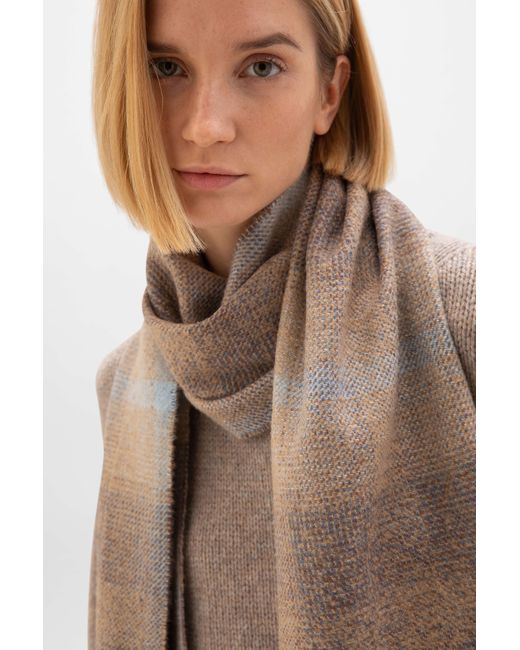 Johnstons of Elgin Cashmere Silk Blurred Check Scarf in Brown Lyst UK