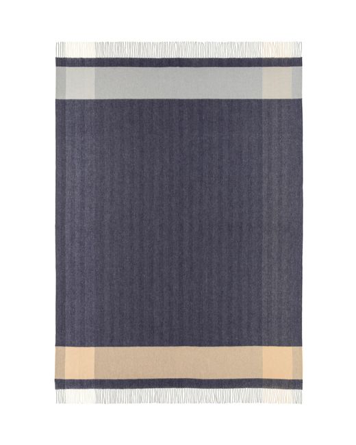 Johnstons Blue Block Border Wool Throw